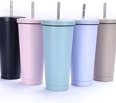 Malidily Stainless Steel Travel Mug with Straw and Lid, 750ml/25oz Travel Tumbler, Vacuum Insulated Cup for Ice Cold or Warm Drinking, Reusable Coffee Cup Tumbler Straw Mug (Light Blue)