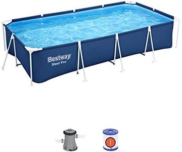 BESTWAY 56425 Swimming Pool with Rectangular Structure 101 x 53 x 81 cm, Blue Pump, Blue