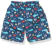 i play. by green sprouts baby-boys Trunks with Built-in Reusable Swim Diaper,Navy Nautical Whale,18mo