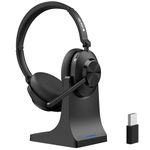 Voistek Wireless Headset with Microphone,Bluetooth Headset with USB Dongle & Charging Dock,50H Battery and Mute Button,Noise Cancelling Mic for PC,Laptop,Home Office,Zoom,Teams,Call Centre