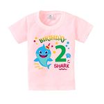 baby wish Birthday Milestone Dress for Boy’s and Girl’s Birthday Tshirt for Kids Happy Birthday T-Shirts Half Sleeve Celebration Birthday boy Girl T-Shirt 2 Birthday Shark