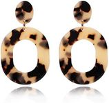 Acrylic Earrings For Women Girls Statement Geometric Earrings Resin Acetate Drop Dangle Earrings Mottled Hoop Earrings Fashion Jewelry (Light Leopard)