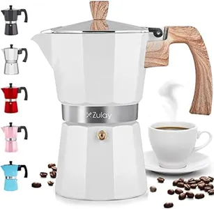 Zulay Kitchen Stovetop Espresso Maker - Moka Pot 6 Espresso Cups - Percolator Coffee Maker for Classic Cuban & Italian Style Espresso - Portable Coffee Maker for Camping & Travel - (White)