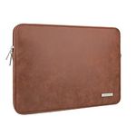 RAINYEAR 13 Inch Laptop Sleeve PU Suede Leather Case Water Resistant Cover Carrying Bag Compatible with 2022 2021 MacBook 13.6" M2 A2681 13.3" A2338 Air Pro M1 A2337 A2159 A2179 A2251 A2289(Brown)