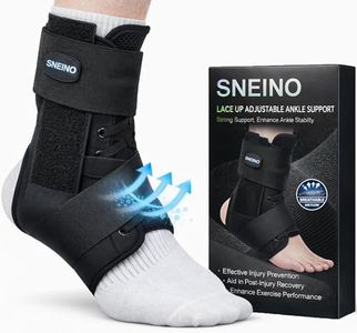 SNEINO Ankle Brace for Women & Men - Ankle Support Brace for Sprained Ankle, Ankle Stabilizer for Achilles, Tendon, Sprain, Injury Recovery, Lace up Ankle wrap for Running, Basketball, Volleyball (Large)