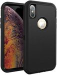 MXX Case for iPhone Xs, Heavy Duty 3 in 1 Layers, Full Armor Body Shockproof Protection Bumper Hybrid Built-in TPU with Hard PC Panel Rugged Rubber Cover for Apple iPhone Xs - (Black)