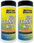 Boat Cleaner Wipes with UV Protection Boat Vinyl Cleaner and Protectant Car Leather Marine Boat Seat Cleaner Dashboard & Console Boat Cleaning Supplies Interior and Exterior Clean & Wash Products 2PK