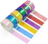 6 Rolls Holographic Tape 5M/196.8In, Assorted Colored Tape Set, Decorative Tape, Prismatic Glitter Tape Hoops for DIY Arts Crafts Decoration Scrapbooking Gifts Wrapping (6 PCS)