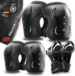 SKATEWIZ knee and elbow pads adult Skateboard pads - Skate Pads BLACK in L - elbow and knee pads kids for roller skates - skate guards knee and elbow pads for children - scooter