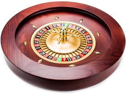 Brybelly Deluxe Wooden Roulette Wheel Set,18" Red/Brown Mahogany with Double-Zero Layout, Casino Grade Precision Bearings, Aircraft Aluminum Dish,Chrome-Plated Brass Turret Casino Game Night Essential