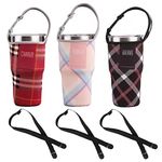 3PCS Tumbler 30oz Carrier Holder Pouch + Shoulder Strap, Fit for YETI, Rtic, Atlin, Ozark Trail, Rambler, Neoprene Sleeve + Carrying Handle, Multi-Color