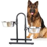 Pets Empire Double Diner Dog Bowl | Adjustable Elevated Pet Feeder Raised Dog Food Bowl | Dog Feeding Station H-Base Double Bowl Stand | Stainless Steel Removable Bowls | (Large) 1600 ml x 2