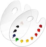 U.S. Art Supply 9" x 11.8" Clear Oval-Shaped Acrylic Painting Palette (Pack of 2) - Transparent Plastic Artist Paint Color Mixing Trays - Non-Stick, Easy Clean, Mix Acrylic, Oil