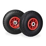 Relaxdays 2 x Hand Truck Tyre, Non-Flat Solid Rubber Wheels, 3.00-4”, 20mm Axle, 80 kg, 260 x 85 mm, Black-Red