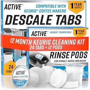 ACTIVE Clean & Descale Kit for Keurig - 12 Month Supply Includes Coffee Maker Rinse Pods Compatible With K-Cup 1.0, 2.0 & Deep Descaling Tablets, Coffee Machine Cleaner Pro Brewer Care Kit - 36 Pack