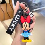 Penny Wise® Cute Mickey/Minnie 3D Keychain | Keyring Bag Charm | Hard Silicone,Unbrekable | Travel Essential | Kids Friendly | Comes With Strap & Bag Hook | Single Piece. (Full Minnie)