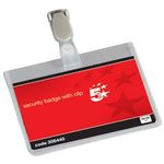 5 Star Office Name Badges Security Landscape with Plastic Clip 60x90mm (Pack 25), Transparent