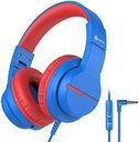 iClever HS19 Kids Headphones with Microphone for School, Volume Limiter 85/94dB, Over-Ear Girls Boys Headphones for Kids with Shareport, Foldable Wired Headphones for iPad/Fire Tablet/Travel, Blue