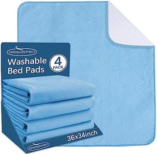 SPRINGSPIRIT Washable Bed Pads for Incontinence 34'' x 36'' (4 Pack), Absorbent Waterproof Bed Pads with Non-Slip Back for Adults, Kids, Women, Blue
