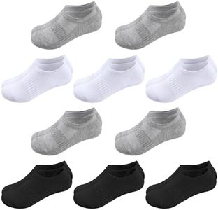 BOOPH 10 Pairs Kids Socks Boys Girls Athletic Ankle Socks Full Cushioned Low Cut Uniform No Show Sock Black/White/Gray 6-8 Years