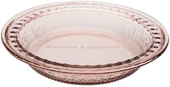 Anchor Hocking Pie Plate - 9.5" - Glass - Deep - Wide Rim - Embossed - Ros