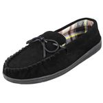 Cushion Walk Mens Real Suede Leather Moccasin Slippers Size 7-12 (UK 9/EU 43, Black)