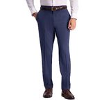 Kenneth Cole Reaction Men's 4-Way Stretch Solid Gab Slim Fit Flat Front Dress Pant, Indigo, 34W x 29L