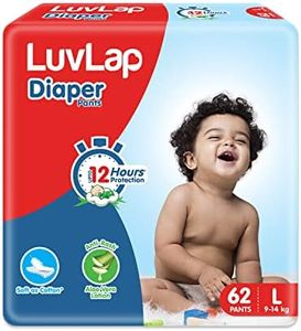 LuvLap Pant Style Baby Diapers, Large (L), 62 Count, For babies of Upto 9-14Kg with Aloe Vera Lotion for rash protection, with upto 12hr protection, Diapers