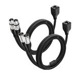 EBXYA DMX XLR 3 Pin to RJ45 Y Splitter Cable - 1 Pair of RJ45 to Dual XLR Male & Dual Female Cable 3 Feet-Black