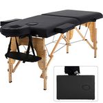 Dkeli Aci Portable Massage Table Spa Bed Folding 84 Inch Height Adjustable 2 Fold Massage Bed With Carry Case Pu Leather Professional Facial Salon Tattoo Bed, Hold Up To 450Lbs, Black