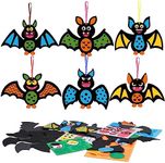 Fennoral 12 Pack Bat Crafts for Kids Bat Crafts Kits Make You Own Bat Foam Stickers Ornament DIY Arts and Crafts for Kids Girls Boys Halloween Party Supplies Halloween Decoration