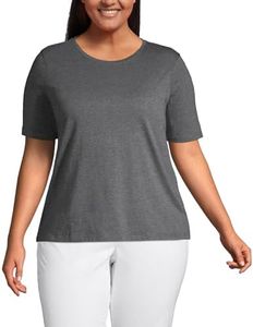 Lands' End Women's Relaxed Supima Cotton Short Sleeve Crewneck T-Shirt, Charcoal Heather, XX-Large Plus