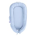 CooCooBaby Infant Lounger, Baby Nest Cover for Baby Girls & Boys, Newborn Essentials for Baby 0-12 Months, 100% Cotton Breathable, Co Sleeper Portable Travel Bed (Baby_Blue)