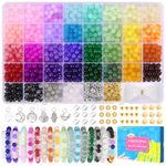 Funtopia 36 Colors Glass Beads, 8mm Beads Bracelet Making Kit, Crystal Gemstone Beads Imitative Jade Beads for Making Jewellery, Colorful Big Round Beads for Bracelets Necklaces Phone Chains DIY Crafts (1060 Pcs)