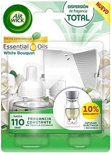 Air Wick Eléctrico Aparato y recambio de ambientador automático eléctrico, esencia para casa con aroma a White Bouquet - 1 Aparato y 1 Recambio, Embalaje puede variar