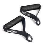 INNSTAR Upgraded Heavy Duty Exercise Handles, Cable Machine Attachments Resistance Bands Handles with Solid ABS Core Grips Fitness Strap Stirrup Handle Cable Attachment Silicon Grip (Set of 2)-Black