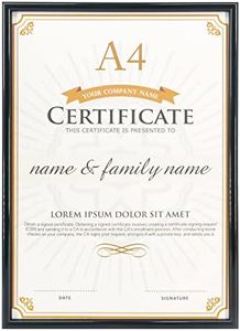 GraduatePro A4 Certificate Frame Black Diploma Degree PVC for Wall Hanging and Tabletop Awards University Graduate College