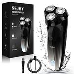 Sejoy Electric Razor for Men, 3D Rotary Mens Electric Razors for Shaving Face, Cordless Rechargeable Waterproof Razors for Wet Dry Shaving with Pop-up Trimmer, Gifts for Husband Dad Boyfriend, Black