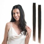 Hair Originals 100% Natural Human Hair Clip In Color Streaks (10 Inches, Pack of two, Natural Black)