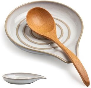 Cormomu Ceramic Spoon Rest for Stove Top, Large Spoon Holder for Kitchen Counter, Heat-Resistant & Easy to Clean, Non-Stick Spatula Holder for Cooking, Coffee Spoon, Kitchen Decor, White