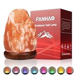 FANHAO Himalayan Salt Lamp with 7 Colors Changing, USB Crystal Salt Rock Lamp Night Light for Home Décor Holiday Gifts - Hand Carved, LED Bulb and Real Rubber Wood Base