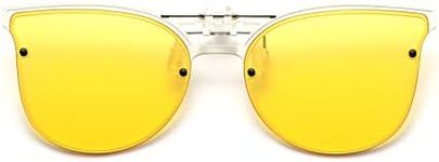 Long Keeper Polarised Clip-on Sunglasses – Trendy Cat Eye Clip on Sunglasses Over Prescription Glasses Anti Glare UV400 for Women Men