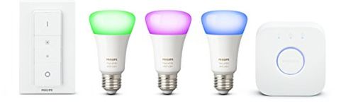 Philips Hue White and Colour Ambiance Starter Kit: Smart Bulb 3x Pack LED [E27 Edison Screw] Including Dimmer Switch and Bridge, Works with Alexa, Google Assistant and Apple HomeKit