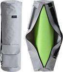 TJC Portable Yoga Mat Bag with Storage Pockets and Adjustable Shoulder Strap Yoga Mat Carry Luggage Bag Made of 100% Polyester Durable Lightweight Side Washable Travel Size 70x20x1 Cm - Light Grey