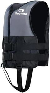 Owntop Kids Swim Jackets 50 to 125 lbs Dual Buckles, Zipper and Crotch Strap Ski Vest Lightweight PFD Perfect for Kayaking, Fishing, Paddle Board(Black,Gray)