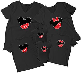 Natural Underwear Mickey Minnie V-Neck T-Shirts Family Matching Tees Men Women Youth, Black-ag, 4 Years