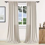 Fcosie 52"W x 54"L 2-IN-1 Hanging Style Curtain with Rod Pocket and Back Tab Top Velvet Curtains Room Darkening Privacy Add Drapery for Girls Boys Teen Children Nursery Baby Kids, 1 Panel, Light Taupe