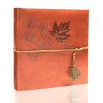 Holoary Photo Album 4x6 200 Photos, PU Leather Cover Maple Leaf Embossed 3D Picture Frame, 50 Sheets 100 pages 200 Pockets with Writing Space, Travel Family Wedding Kids Graduation Ultrasound Baby