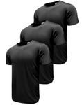 Boyzn 3 Pack Men's Short Sleeve Workout Shirts, Moisture Wicking Quick Dry Sports Tops, Active Sports Running Exercise Gym Bodybuilding Tee Black-3P17-M