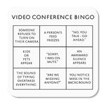 Video Conference Office Bingo Card Coaster - Funny Novelty Gift – Secret Santa and Office Quarantine Birthday Gifts for Colleagues – Lockdown Gifts – Social Distancing Alcohol Gift (9 cm x 9 cm)